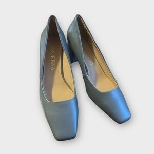 Forgeena Casual Leather Round Toe Sz 11 Office Comfortable Slip On Chunky Pumps